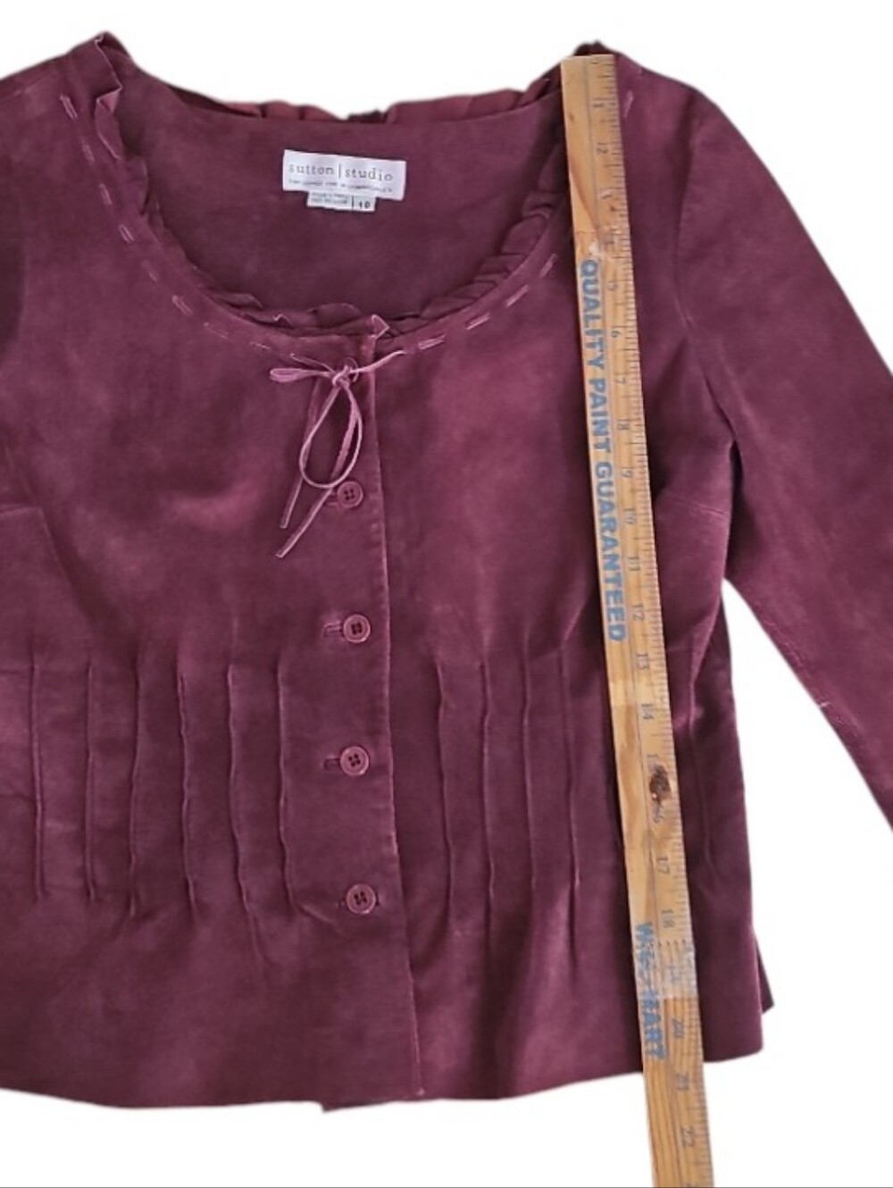 Sutton Studio Genuine Leather Jacket Women’s 10 Mauve Moto Boho Western Festival - Picture 12 of 16